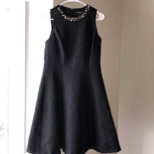 Liz Claiborne Black Fit Flare Dress Beaded Neck 4